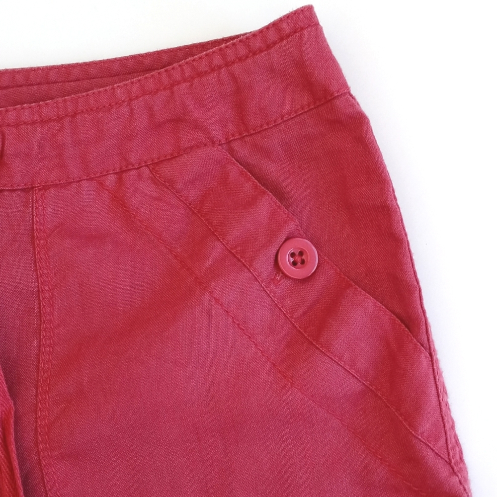 Cynthia Rowley Muted Red Casual 100% Linen Flair Boot Cut Leg Pants 6 - Picture 7 of 9